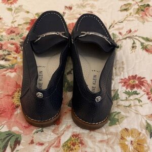 Anne Klein Dark Blue Loafers with Metallic Details